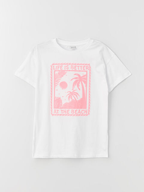 LCW Kids Crew Neck Printed Short Sleeve Girls' T-Shirt - S4EB98Z4-KE8