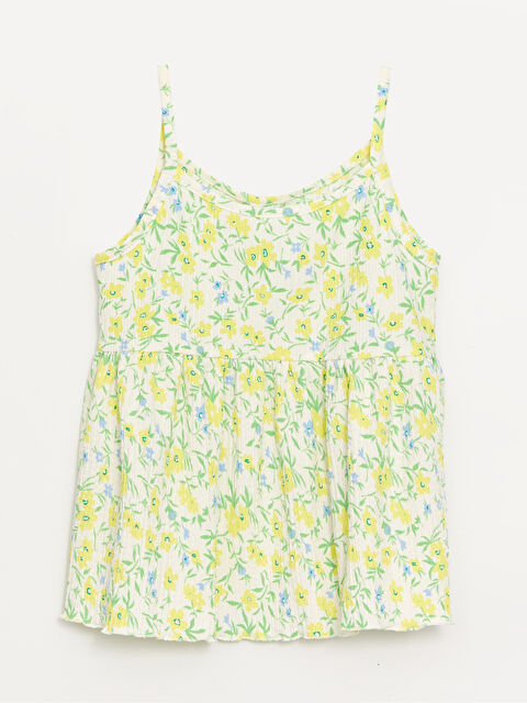 LCW ECO Майка с U-образным вырезом, цветочным узором и ремешками для девочек - S4EC34Z4-LU9
