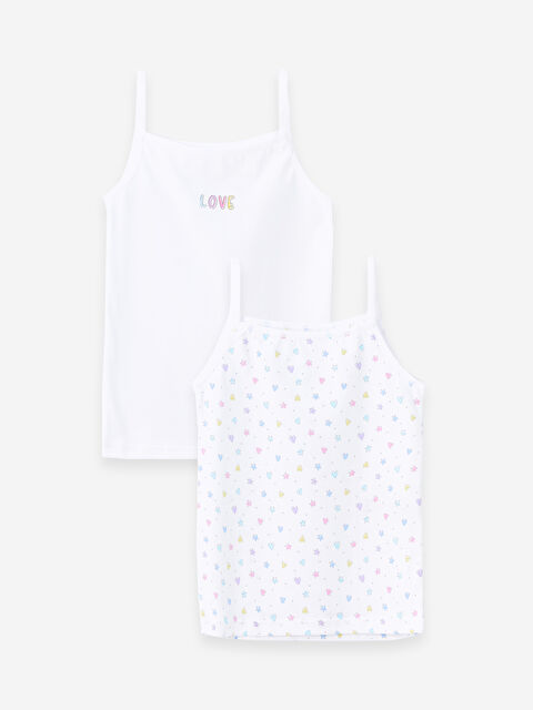 LCW Kids Kare Yaka Baskılı Kız Çocuk Atlet 2'li - S4EC55Z4-Q6K