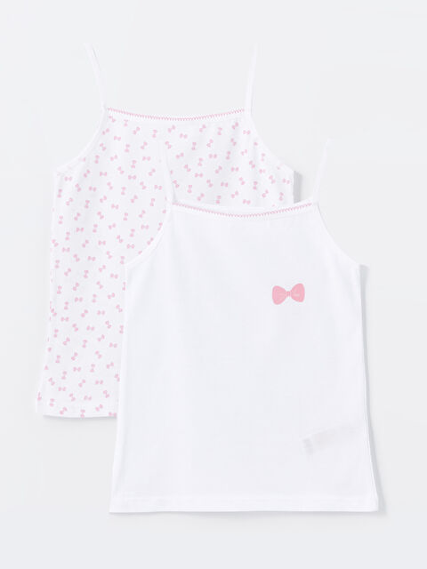 LCW Kids Kare Yaka Baskılı Kız Çocuk Atlet 2'li - S4EC77Z4-Q6K