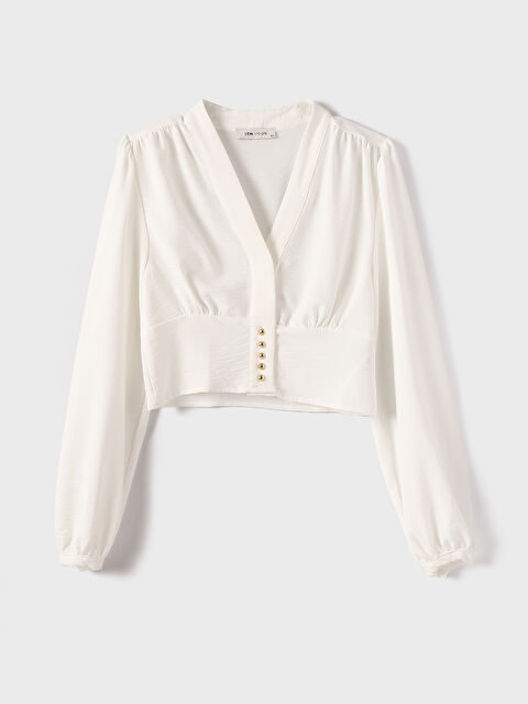 LCW Vision Notch Neck Sequined Women's Blouse - S4ED91Z8-R9J