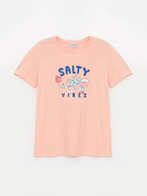 LCW Kids Bisiklet Yaka Baskılı Kısa Kollu Kız Çocuk Tişört - S4EE63Z4-G6S