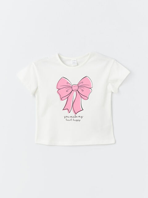 LCW Kids Bisiklet Yaka Baskılı Kısa Kollu Kız Bebek Tişört - S4EH84Z1-R9J