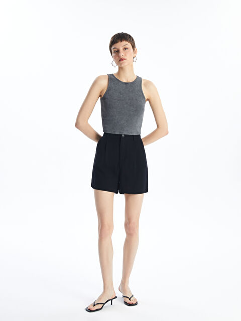 LCW Vision Standart Fit Düz Keten Karışımlı Kadın Şort - S4EI14Z8-CVL