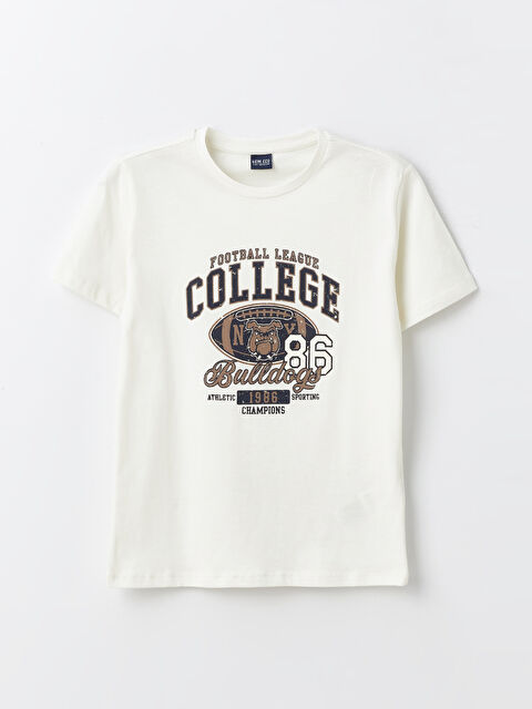 LCW ECO Bisiklet Yaka Baskılı Kısa Kollu Erkek Çocuk Tişört - S4EI47Z4-KX0