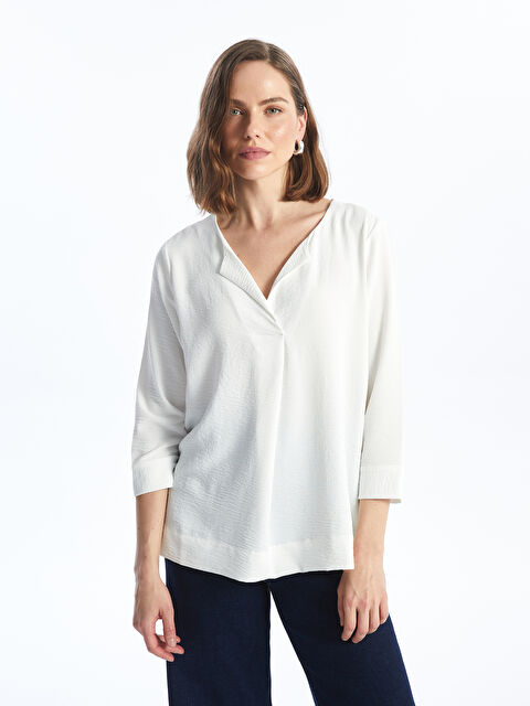 LCWAIKIKI Classic Notch Neck Plain Aerobin Women's Blouse - S4EI88Z8-EEW