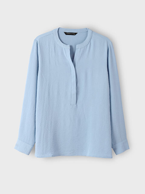 LCWAIKIKI Classic Plus Size Notch Neck Plain Long Sleeve Women's Blouse - S4EJ14Z8-QXH