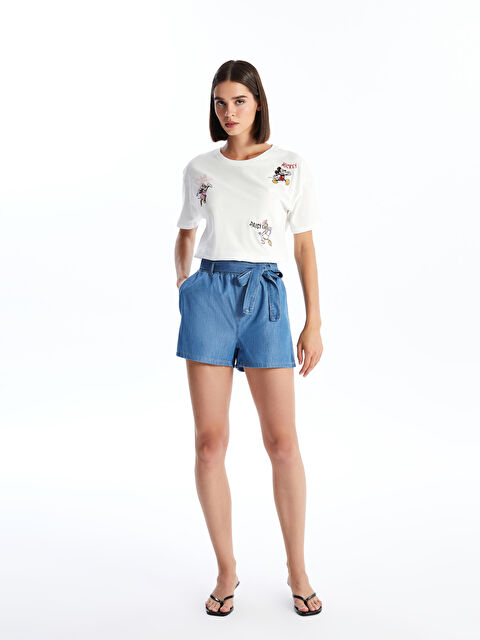 LCW Jeans Kadın Beli Lastikli Düz Jean Şort - S4EJ82Z8-311