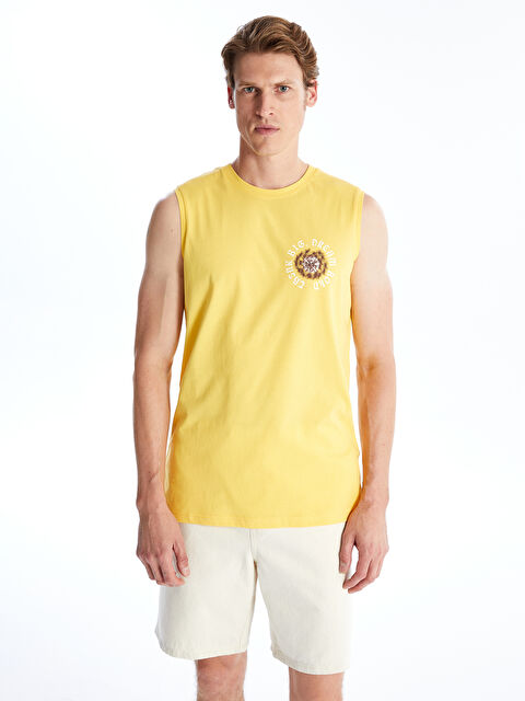 LCWAIKIKI Classic Bisiklet Yaka Baskılı Erkek Kolsuz Tişört - S4EK06Z8-S1E