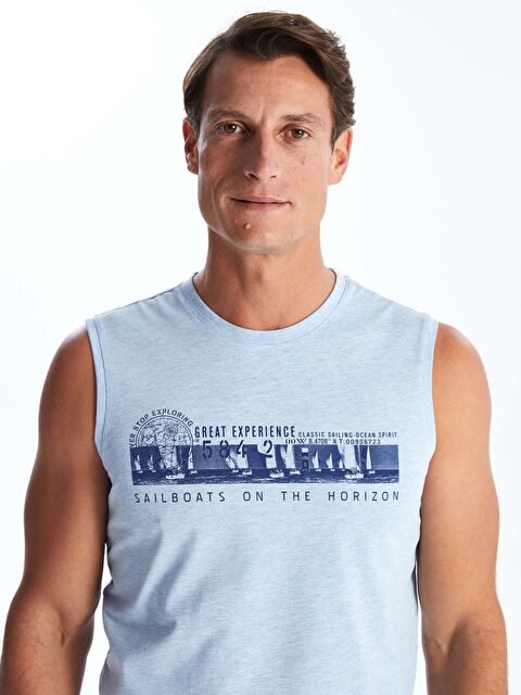 LCWAIKIKI Classic Bisiklet Yaka Baskılı Penye Erkek Kolsuz Tişört - S4EK10Z8-L8Y