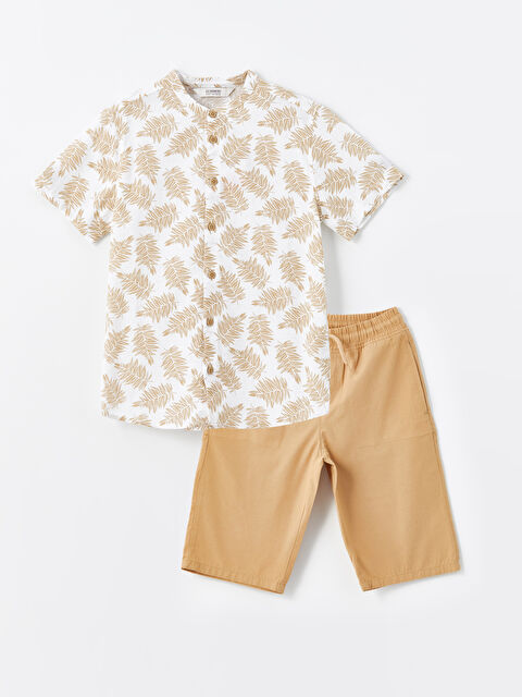 LCW Kids Grandad Collar Boys' Shirt and Shorts - S4EK94Z4-LSR