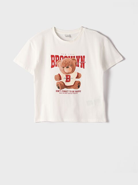 LCW Kids T-shirt pour Filles à Col Rond Imprimé à Manches Courtes - S4EL21Z4-FDU