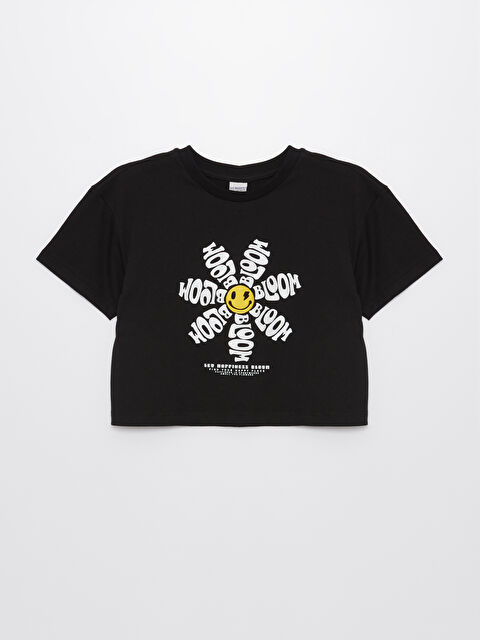 LCW Kids Crew Neck Printed Short Sleeve Girls' T-Shirt - S4EL32Z4-CVL