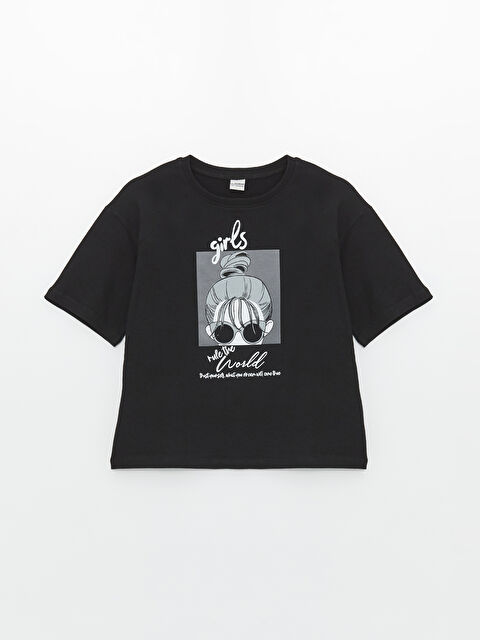 LCW Kids Crew Neck Printed Short Sleeve Girls' T-Shirt - S4EL34Z4-CVL