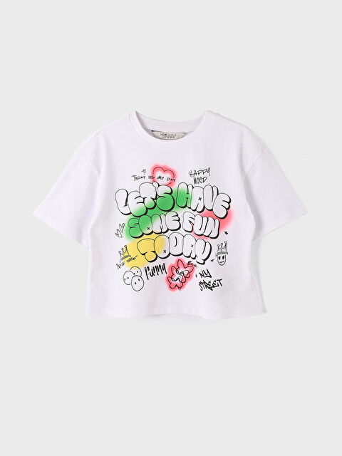 LCW Kids Crew Neck Printed Short Sleeve Girls' T-Shirt - S4EL40Z4-Q6K