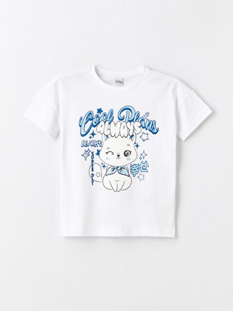LCW Kids Crew Neck Printed Short Sleeve Girls' T-Shirt - S4EL50Z4-Q6K