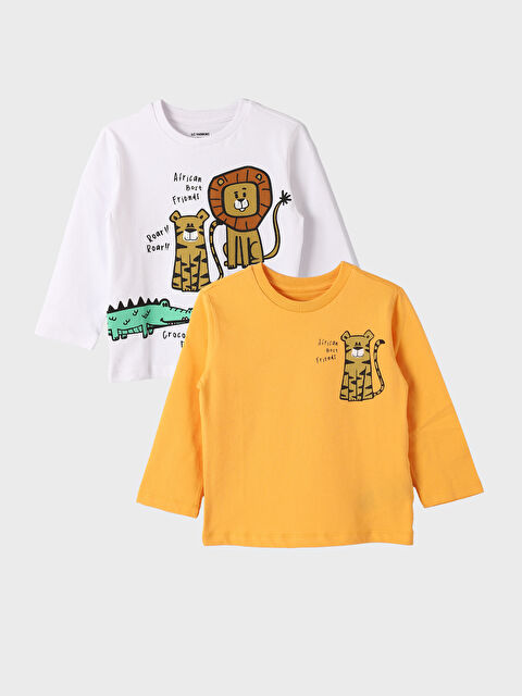 LCW Kids Crew Neck Long Sleeve Baby Boys' T-Shirt 2 Pack - S4EL73Z1-Q6K