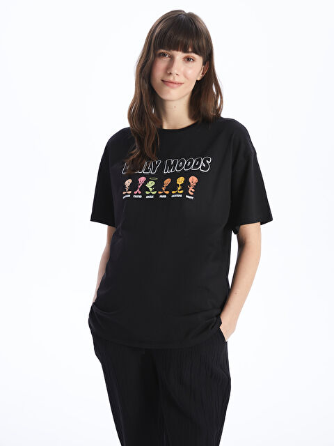 LCWAIKIKI Maternity Bisiklet Yaka Tweety Baskılı Kısa Kollu Hamile Tişört - S4EL75Z8-CVL