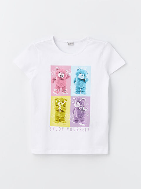 LCW Kids Crew Neck Printed Short Sleeve Girls' T-Shirt - S4EM09Z4-Q6K