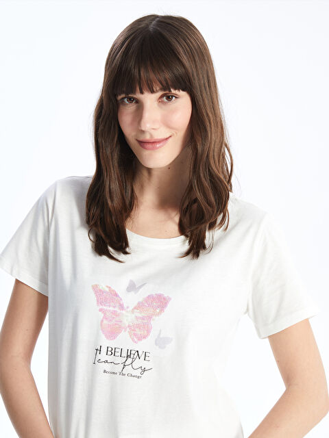 LCWAIKIKI Basic Crew Neck Printed Short Sleeve Women's T-Shirt - S4EM83Z8-FEW