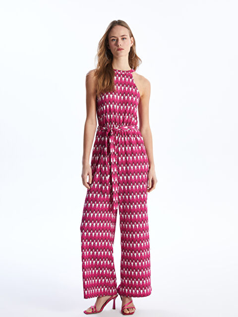 LCW Vision Halter Neck Patterned Women's Jumpsuit - S4EN73Z8-VE4