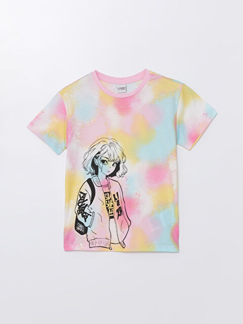 LCW Kids Crew Neck Printed Short Sleeve Girls' T-Shirt - S4EN97Z4-F9C