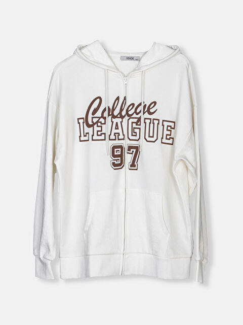 XSIDE Hooded Printed Oversize Women's Zipper Sweatshirt - S4EO08Z8-EEW