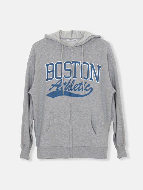 XSIDE Hooded Printed Oversize Women's Zipper Sweatshirt - S4EO08Z8-LAP