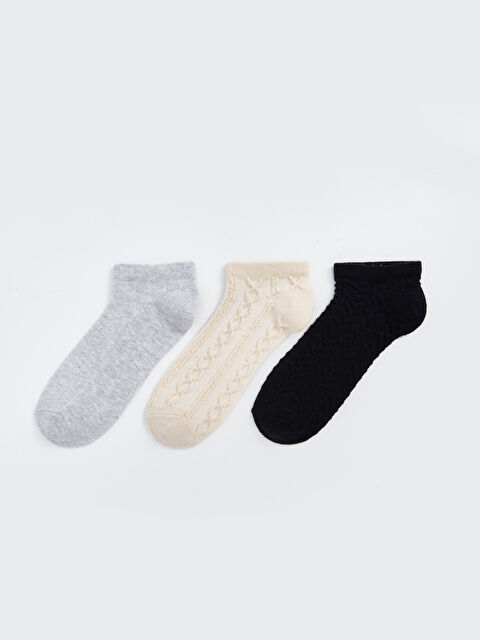 LCW DREAM Kendinden Desenli Kadın Patik Çorap 3'lü - S4EO56Z8-J0F