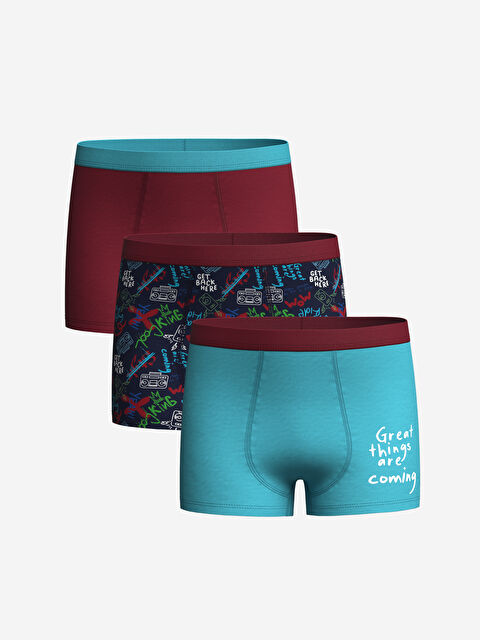 LCW Kids سراويل بوكسر مطبوعة للأولاد - عبوة من ٣ قطع - S4EP66Z4-LSJ