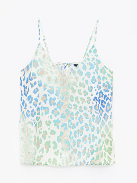 LCW DREAM V Yaka Desenli Askılı Saten Kadın Pijama Üst - S4EP90Z8-LRA