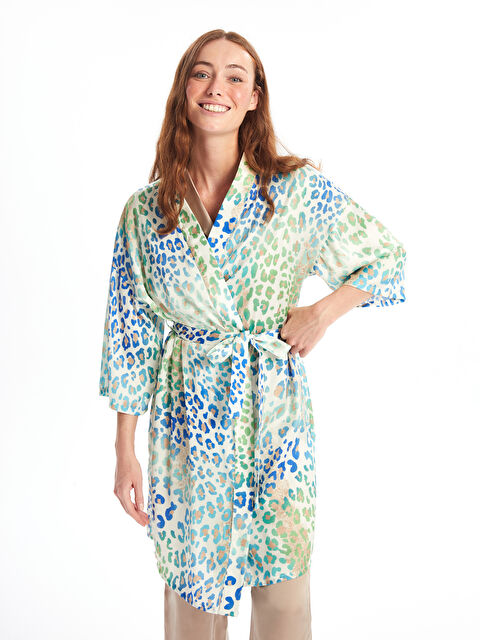 LCW DREAM Şal Yaka Desenli Saten Kadın Sabahlık - S4EQ18Z8-LRA