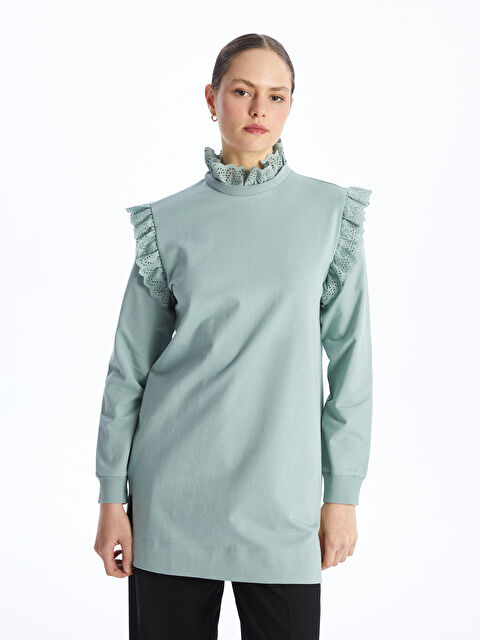 LCW Modest تونیکی سویتشێرتی قۆڵ درێژیه‌خه‌ی مل بەرز سادە بۆ ژنان