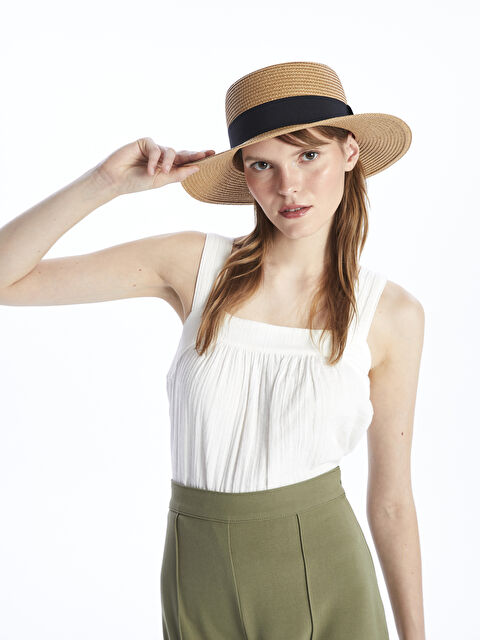 LCW ACCESSORIES Kadın Hasır Fötr Şapka - S4ER98Z8-CR8