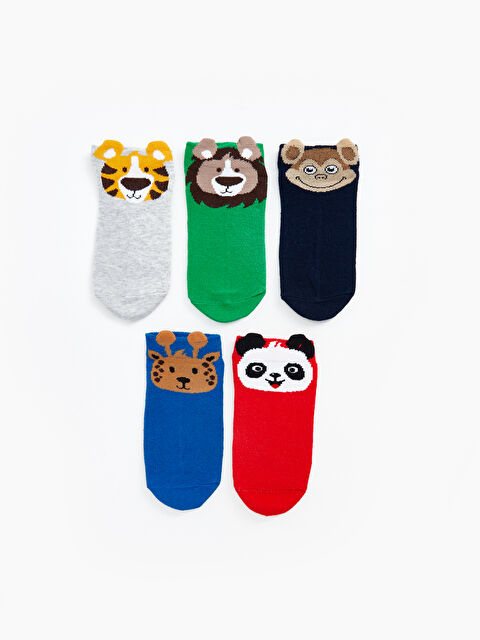 LCW Kids Desenli Erkek Çocuk Patik Çorap 5'li - S4ES74Z4-K00