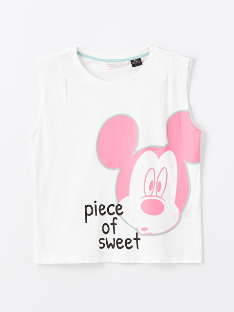 LCW DREAM Bisiklet Yaka Mickey Mouse Baskılı Kadın Pijama Üstü - S4ET53Z8-FFB