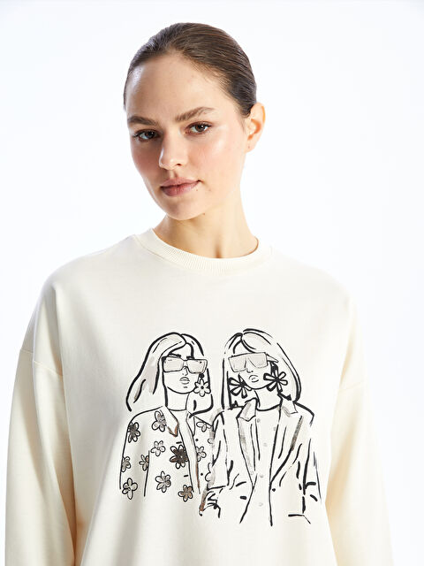 LCW Modest تونیکی سویتشێرتی قۆڵ درێژی چاپکراوی یەخە خڕ بۆ ژنان