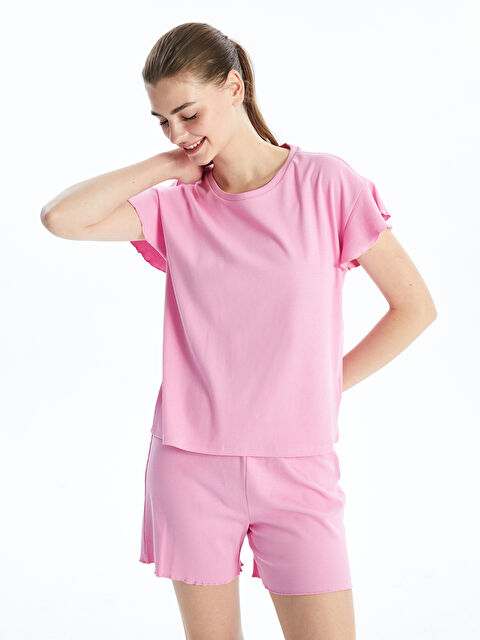 LCW Young Ensemble pyjama court uni à col rond et manches courtes pour Femmes - S4EU03Z8-FLY