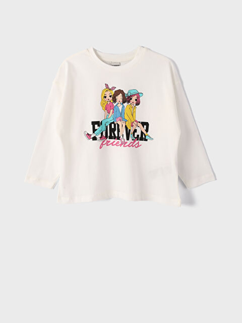 LCW Kids تيشيرت ياقة دائرية مطبوع كم طويل - S4EU86Z4-FDU