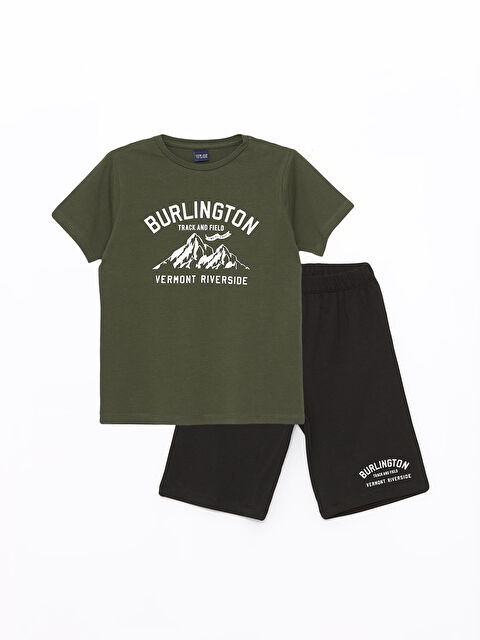 LCW ECO Bisiklet Yaka Baskılı Kısa Kollu Erkek Çocuk Şortlu Pijama Takımı - S4EV65Z4-K6F