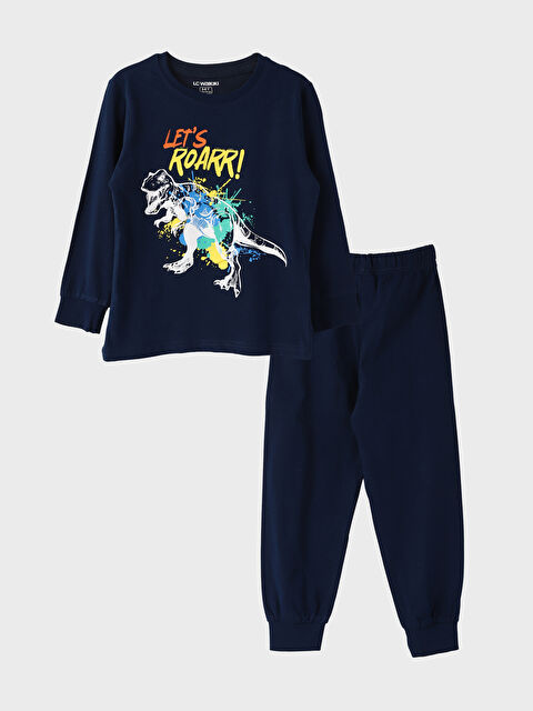 LCW Kids Crew Neck Printed Long Sleeve Boys' Pyjama Set - S4EY17Z4-JC7