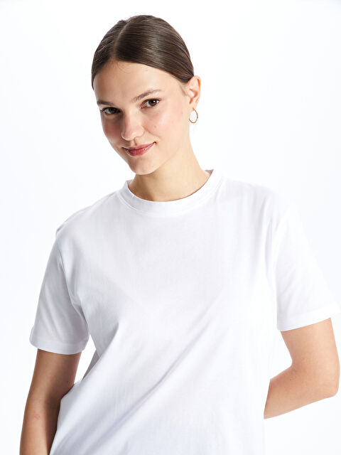 LCW Modest Crew Neck Plain Short Sleeve Oversize Women's Tunic - S4EY39Z8-Q6K