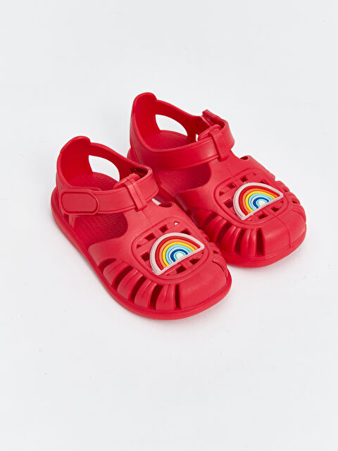 LCW STEPS Printed Hook and Loop Closure Baby Girl Sandals - S4FA22Z1-VAD