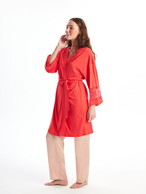 LCW DREAM Kadın Şal Yaka Düz Sabahlık - S4FB13Z8-H1B