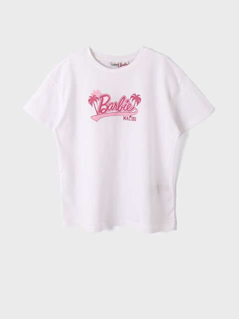 LCW Kids Crew Neck Barbie Printed Short Sleeve Girls' T-Shirt - S4FC27Z4-Q6K