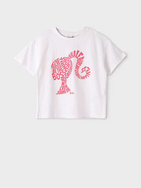 LCW Kids Crew Neck Barbie Printed Short Sleeve Girls' T-Shirt - S4FC49Z4-Q6K