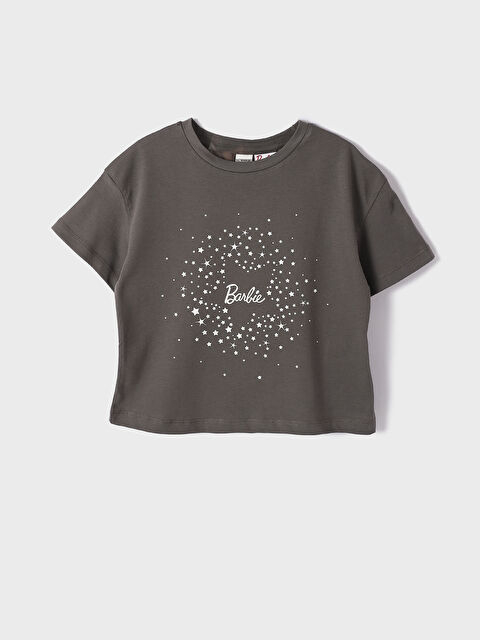 LCW Kids Crew Neck Barbie Printed Short Sleeve Girls' T-Shirt - S4FC53Z4-JNM