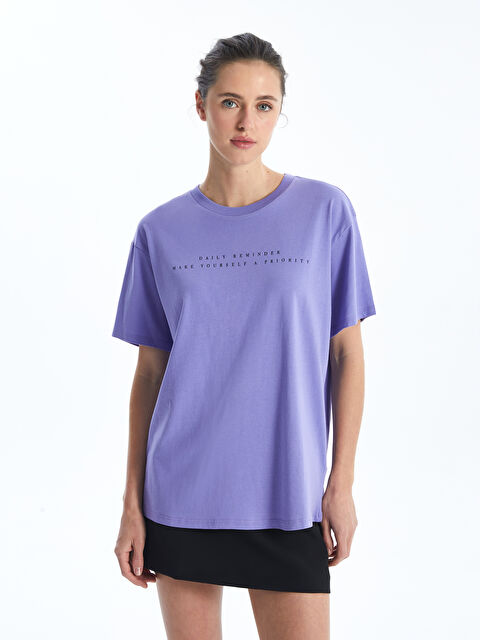 LCW Vision Crew Neck Printed Short Sleeve Women's T-Shirt - S4FC58Z8-GMS