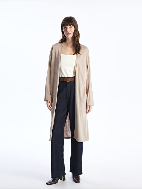 LCWAIKIKI Basic Şal Yaka Düz Uzun Kollu Kadın Triko Hırka - S4FE05Z8-VKK