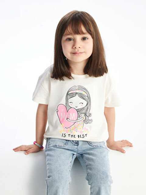 LCW Kids Crew Neck Printed Short Sleeve Baby Girls' T-Shirt - S4FE17Z1-FDW